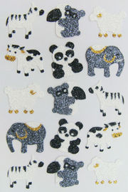 Etiquetas animais do brilho colorido de Kawaii, etiquetas animais da espuma cinzenta removíveis