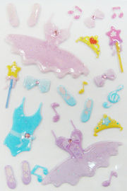 Colorful Japanese Cartoon Stickers , Die Cut Ballet Cute 3d Stickers
