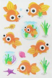 Die Cut Puffy Fish Stickers Sponge Stickers For Desk / Wall Customized Logo