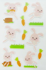 Rabbit Shape Puffy Animal Stickers For Scrapbooking With Rotary Printing